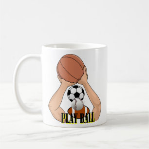 Play Ball Games sports athletics Cartoon Art Coffee Mug