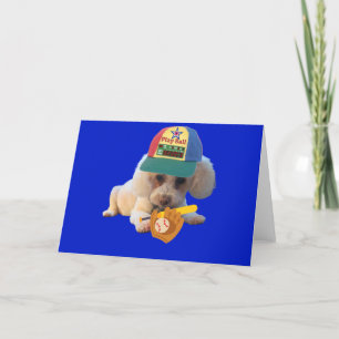 Play Ball Poodle Folded Greeting Card