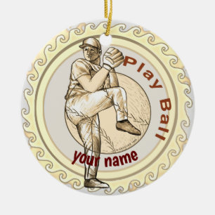 Play Baseball Pitcher  Ceramic Ornament