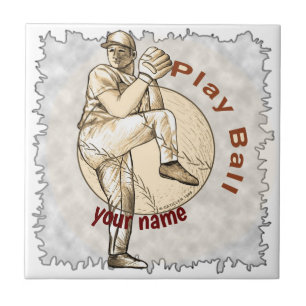 Play Baseball Pitcher  Ceramic Tile