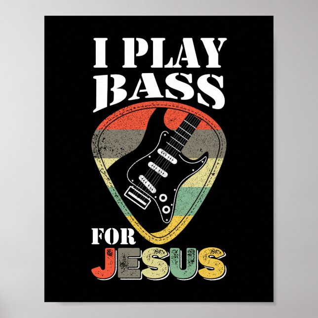 Play Bass For Jesus Guitar Vintage Poster (Front)