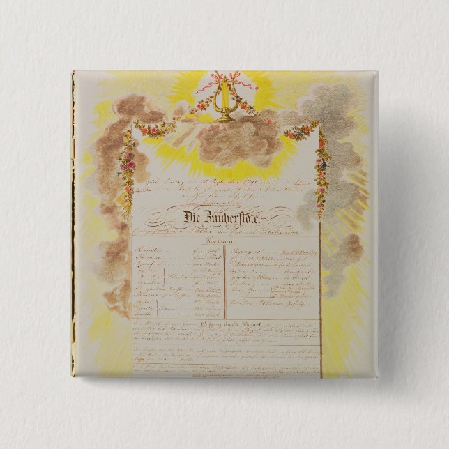 Play-bill for 'The Magic Flute' 15 Cm Square Badge (Front)