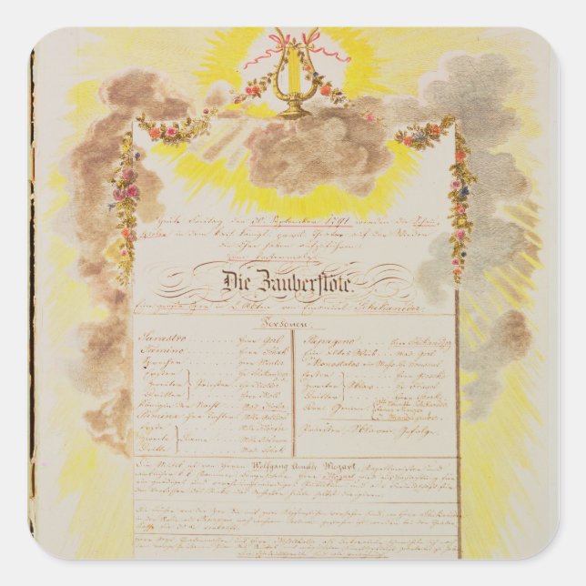 Play-bill for 'The Magic Flute' Square Sticker (Front)