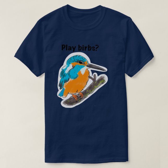 Play birbs Wingspan board game cute kingfisher bla T-Shirt (Design Front)