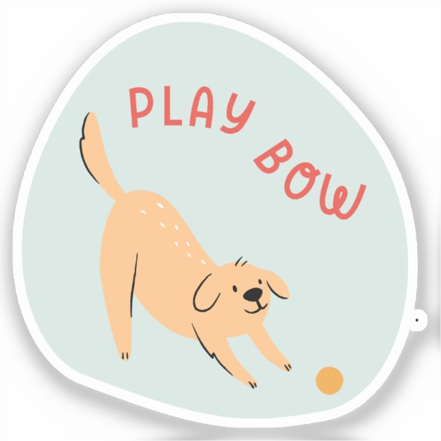 Play bow cute illustrated dog aqua (Front)