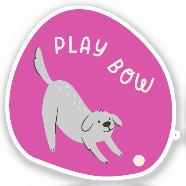 Play bow cute illustrated dog fuchsia (Front)