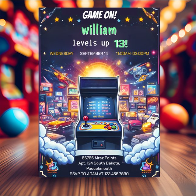 Play Boy Cool Kids Gaming Level Up 13th Birthday Invitation (Creator Uploaded)