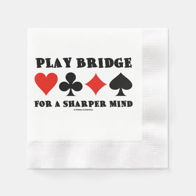 Play Bridge For A Sharper Mind Four Card Suits Napkin (Front)