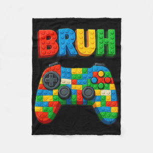 Play Building Blocks Bruh Saying Funny Gamer Boys  Fleece Blanket