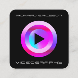 Play button modern futuristic square business car square business card