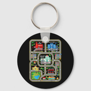 Play Cars On Dads Back City Map Race Track Tired Key Ring