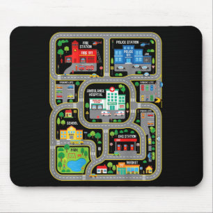 Play Cars On Dads Back City Map Race Track Tired Mouse Pad