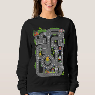 Play Cars On Dad's Back Play Mat Car Race Track Fa Sweatshirt