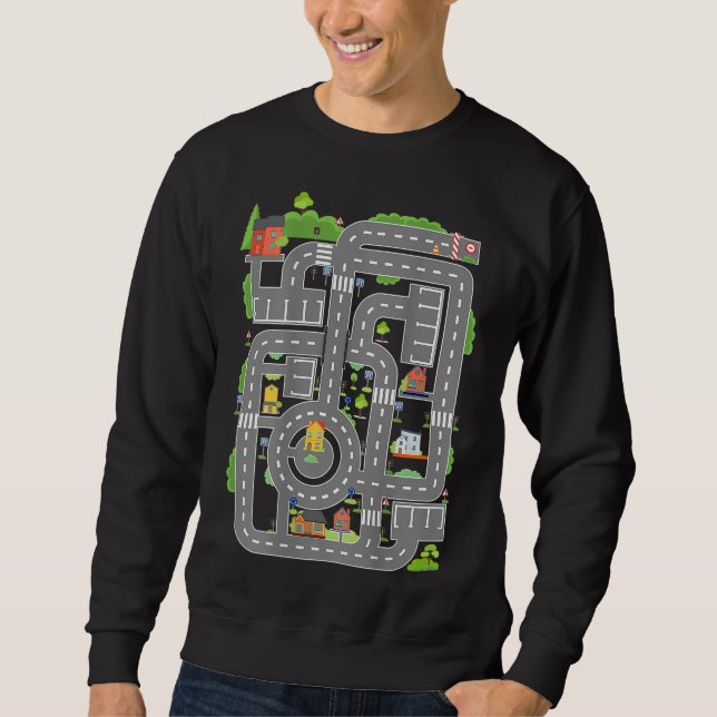 Play Cars On Dad's Back Play Mat Car Race Track Fa Sweatshirt (Front)