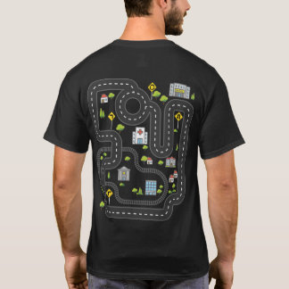 Play Cars On Dad's Back Playmat Road Map Car Race T-Shirt