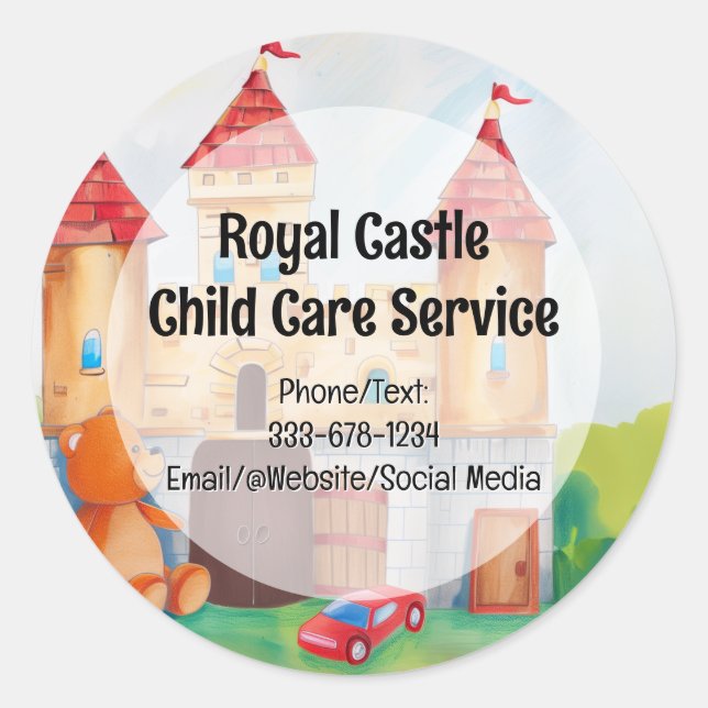 Play Castle Child Daycare Babysitter Childcare Classic Round Sticker (Front)