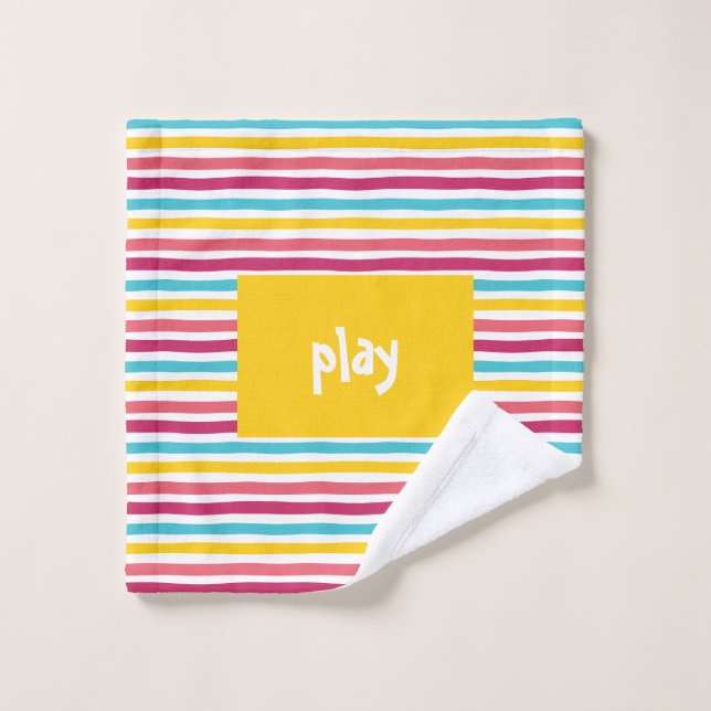 "play" Colourful Striped Candy Funny Wash Cloth (Wash Cloth)