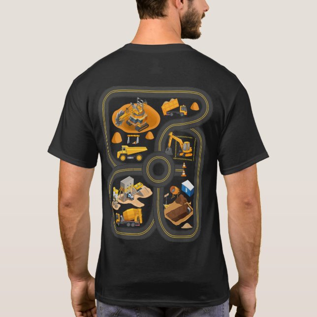 Play Construction Vehicles On Dad's Back T-Shirt (Back)