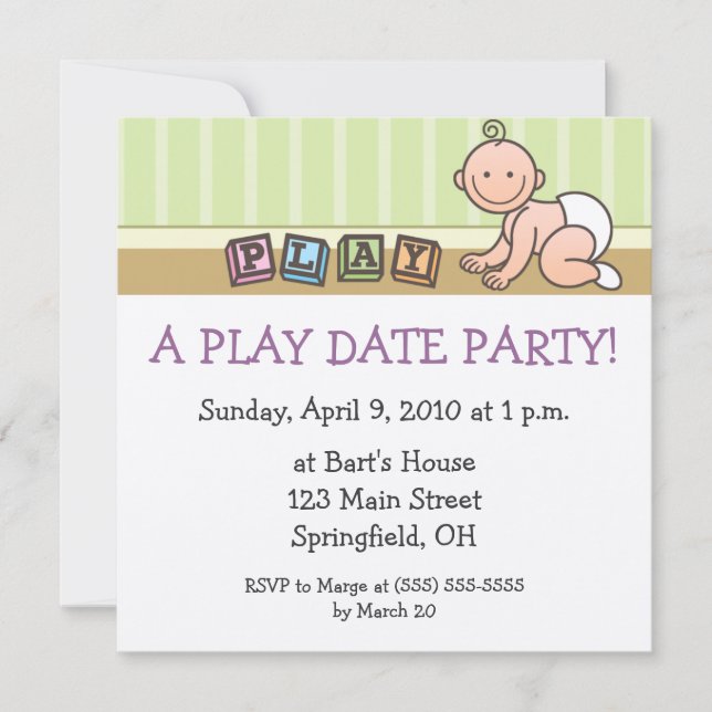 Play Date Party Invitations (Front)