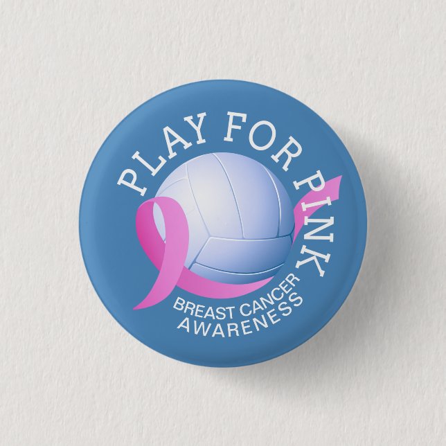 Play For Pink Breast Cancer Awareness | Pin Button (Front)