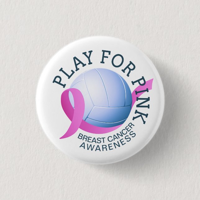 Play For Pink Breast Cancer Awareness | Pin Button (Front)