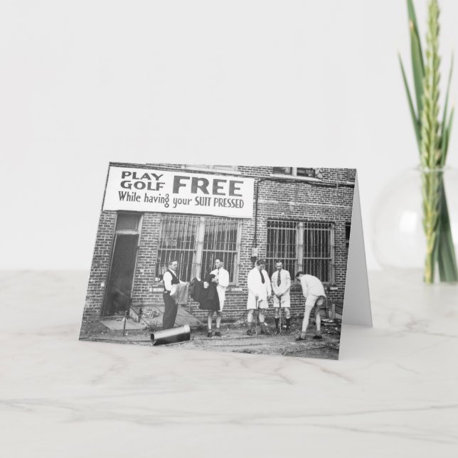 Play Golf Free (While Having Your Suit Pressed) Card (Front)