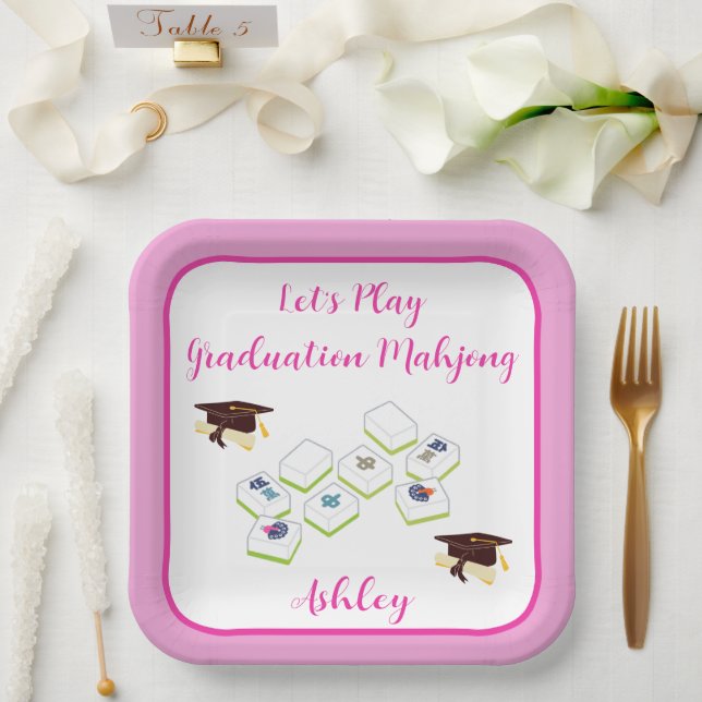 Play Graduation Mahjong PERSONALIZE Paper Plate (Wedding)