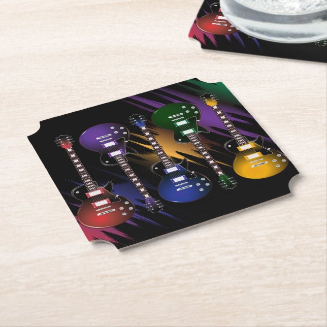 Play Guitars Paper Coaster (Angled)