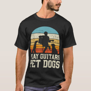 Play Guitars Pet Dog Retro Music Guitarist Animal T-Shirt