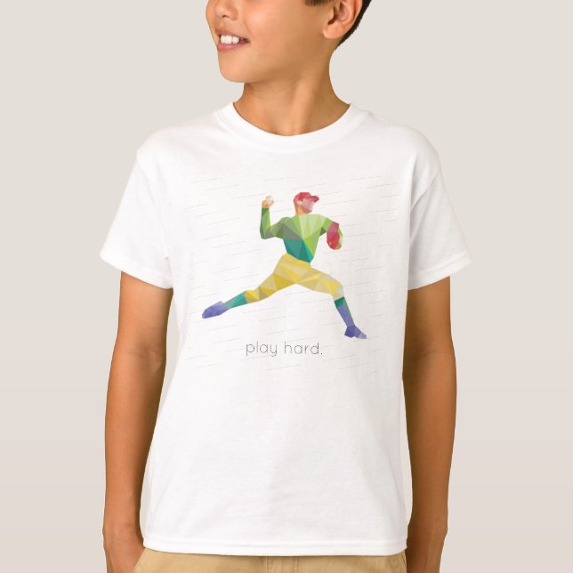 Play Hard Baseball Origami T-Shirt (Front)