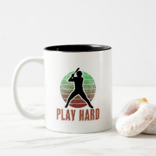 Play Hard Baseball Silhouette Sports Two-Tone Coffee Mug