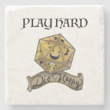 Play Hard — Die Happy Stone Coaster