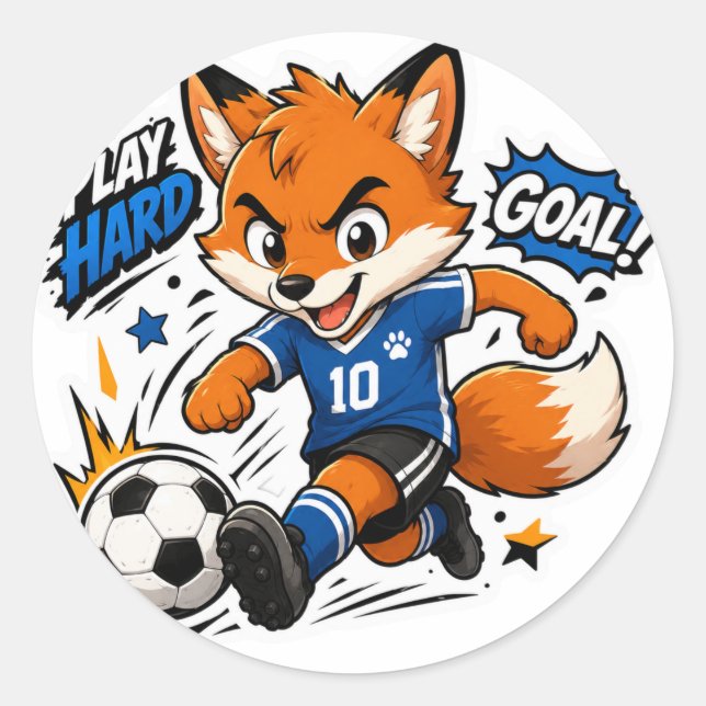 PLAY HARD GOAL FOX SOCCER STICKER (Front)
