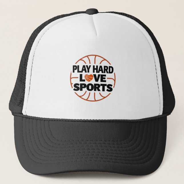 Play Hard, Love Sports  Motivational Sports Hat (Front)