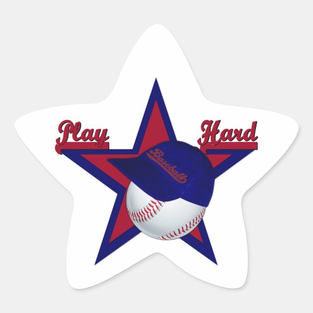 Play Hard Softball and Hat Star Sticker (Front)