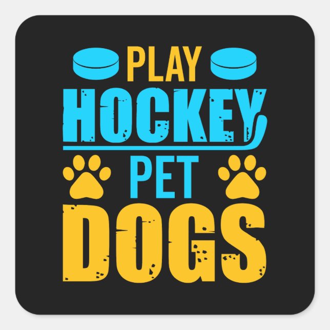 Play Hockey Pet Dogs Square Sticker (Front)