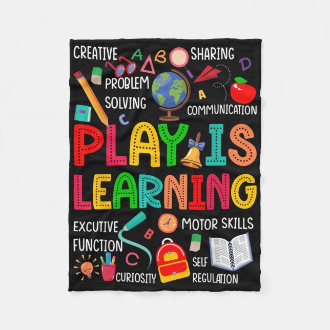 Play Is Learning Kindergarten Preschool Teacher Li Fleece Blanket (Front)