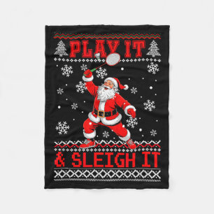 Play It & Sleigh It Christmas Sweater Badminto Fleece Blanket