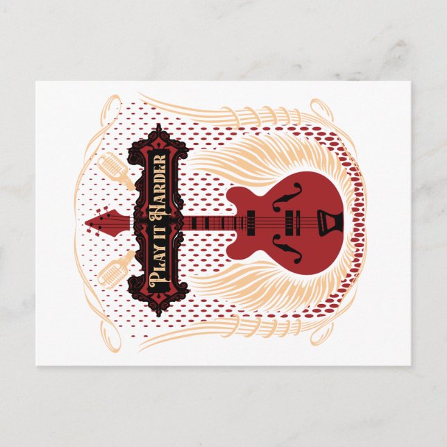 Play it harder Gitarre Postcard (Front)