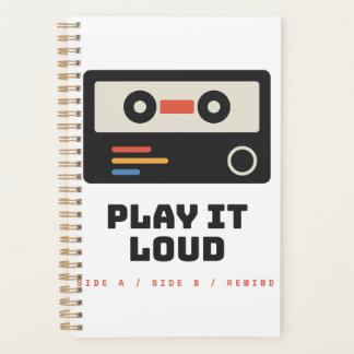 Play It Loud Retro Cassette Music Gold Spiral Plan Planner