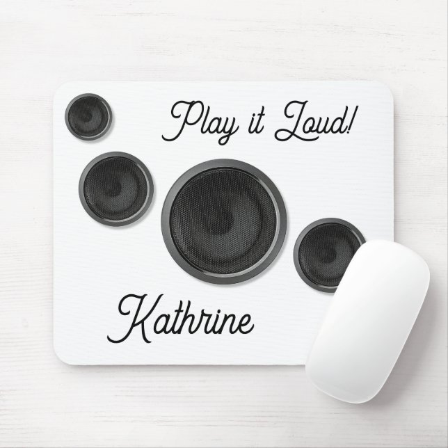 Play it Loud Speakers White Mouse Pad (With Mouse)