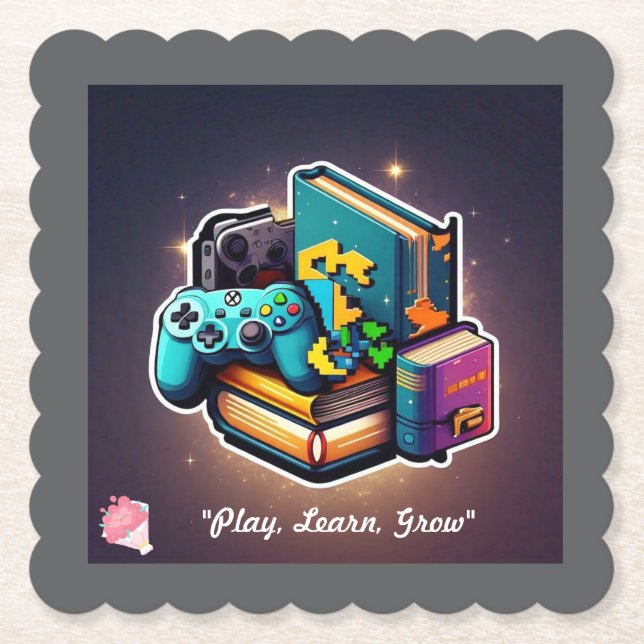 "Play. Learn. Achieve." Paper Coaster (Front)