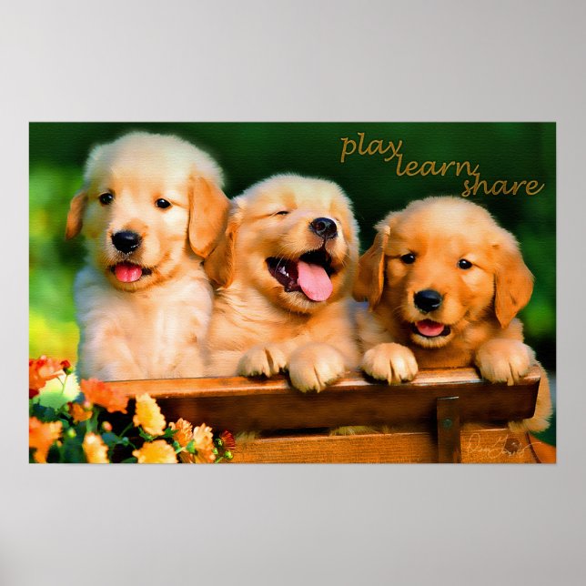 Play Learn Share Puppies Print (Front)