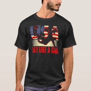 Play Like A Girl Usa America Flag Soccer League Sp T-Shirt