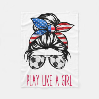 Play Like A Girl Usa Women Soccer Funny  Fleece Blanket