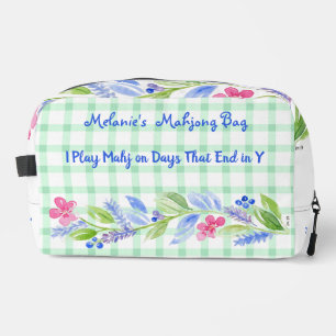 Play Mahjong Dot Crak Bam Gr Watercolor Flower Zip Dopp Kit