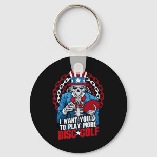 Play More Disc Golf Frolf Patriotic Goth Usa Uncle Key Ring