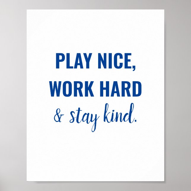 Play Nice Kid Playroom Sign Educational Poster (Front)