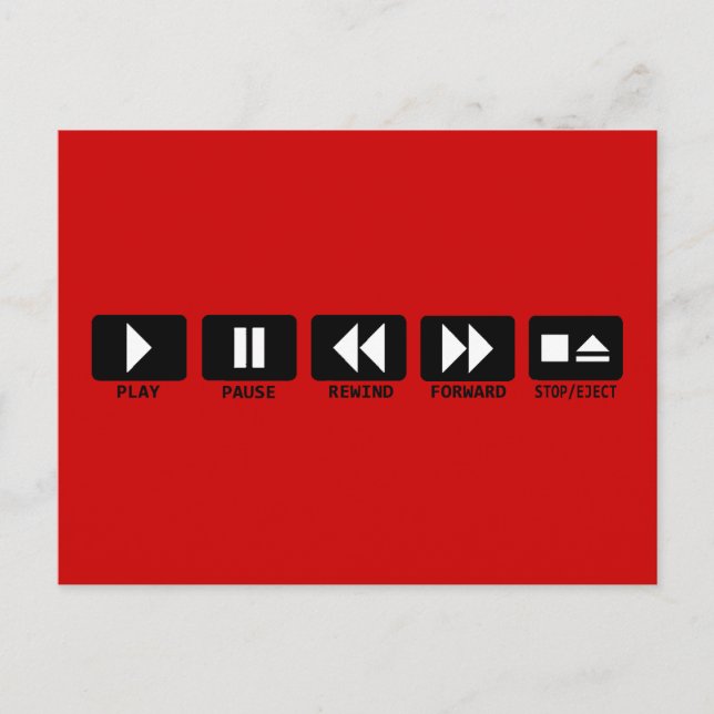 play pause rewind forward stop/eject postcard (Front)