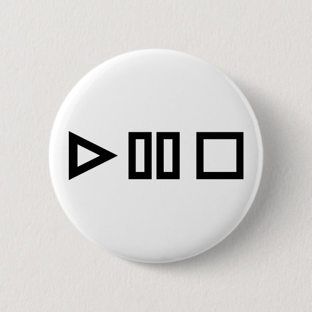 Play pause stop 6 cm round badge (Front)